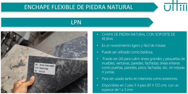 ZGO Zeera Green Lámina de Piedra Flexible Opaca UTTILL  61cm x 122cm - Imagen 5